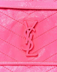 Crinkled Calfskin Matelasse Monogram Medium Niki Chain Satchel Rose Glow