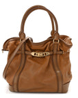 Grainy Calfskin Medium Golderton Tote Brown