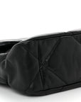 Shiny Goatskin Quilted Large CHNL 19 Flap Black