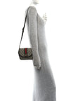 GG Supreme Monogram Textured Dollar Calfskin Mini Ophidia Flap Shoulder Bag Beige Ebony New Acero