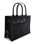 Embroidered 3D Macrame D-Lace Sun Medium Book Tote Black