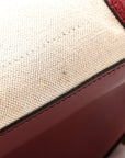 Canvas Crocodile Embossed Bi-Color Mini Luggage Beige Red
