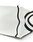 Canvas Embroidered Medium Miss D1OR Graffiti Book Tote Navy White