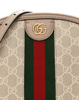 GG Supreme Monogram Textured Dollar Calfskin Web Small Ophidia Dome Shoulder Beige Mystic White Oatmeal
