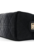 Washed Denim Quilted Mini CHNL 25 Handbag Black