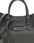 Veau Papier A6 Zip Around Tote Gris Fossile