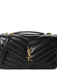 Lambskin Chevron Quilted Medium Loulou Black