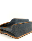 Denim Suede Monogram Medium Niki Chain Satchel Blue Cinnamon