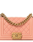 Caviar Quilted Small Boy Flap Light Pink