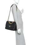 Lambskin Quilted Large CHNL 19 Flap Black