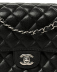 Caviar Quilted Medium Double Flap Black