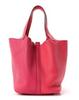 Taurillon Clemence Casaque Picotin Lock 22 MM Rose Extreme Rose Mexico Rouge De Coeur