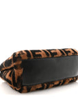 Shearling Nappa Macro FF 1974 Mini Peekaboo Iconic Satchel Tobacco Black