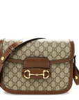 GG Supreme Monogram Azalea Calfskin Horsebit 1955 Shoulder Bag Beige Brown Sugar