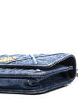 Denim Quilted CHNL 19 Wallet On Chain WOC Blue