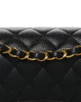 Caviar Quilted Small Double Flap Black