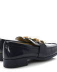 Glossy Calfskin Monsieur Loafers 37.5 Navy Blue
