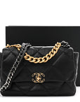Lambskin Quilted Large CHNL 19 Flap Black
