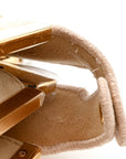 Chenille Suede Metal FF Small Peekaboo I SEE U Satchel Beige White