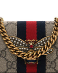 GG Supreme Monogram Web Queen Margaret Chain Wallet Red