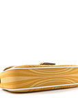 X SARA COLEMAN Canvas Vitello King Seta FF Fish Eye Embroidered Baguette Mostarda White Ice