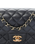 Lambskin Quilted Mini Rectangular Flap Black
