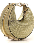 Crystal Vitello Laminato Suede FF Nano FNDIgraphy Hobo Bag Platino