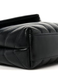 Calfskin Y Quilted Monogram Monochrome Toy Loulou Crossbody Bag Black