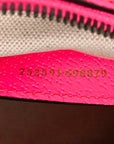 GG Supreme Monogram Textured Dollar Calfskin Web Ophidia Small Crossbody Bag Beige Ebony Fuchsia