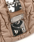 Metallic Nappa Matelasse Top Handle Satchel Cammeo