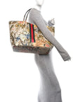 GG Supreme Monogram Water Flora Web Large Ophidia Tote Beige White Multicolor