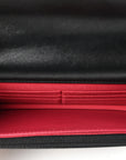 Lambskin Quilted CHNL 19 Wallet On Chain WOC Black