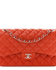 Lambskin Quilted Jumbo Double Flap Red