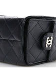 Metallic Caviar Quilted Mini CHNL 25 Handbag Dark Blue