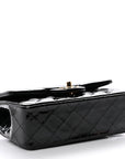 Patent Quilted Mini Top Handle Rectangular Flap Black
