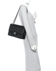 Caviar Quilted Jumbo Double Flap Black