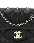 Lambskin Quilted Mini Rectangular Flap Black