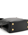 Natural Smooth Calfskin Mini Rodeo Top Handle Handbag Black