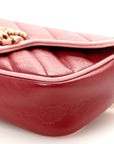 Azalea Calfskin Enamel Matelasse Diagonal Super Mini Torchon GG Marmont Shoulder Bag New Cherry Red Wild Rose