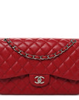 Caviar Quilted Jumbo Double Flap Dark Red