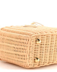 Wicker Canvas Mini Tote Tan White