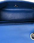 Lambskin Chevron Quilted Mini Square Flap Blue