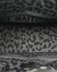 Canvas Mizza Embroidered Large Leopard Book Tote Grey