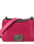 Velvet Quilted Small Boy Flap Pink