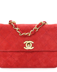 Suede Quilted Mini Square Flap Red