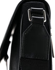 Calfskin Canvas Never Still Crossbody Flap Bag Black