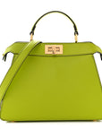 Vitello Seta Shiny Nappa Small Peekaboo I SEE U Satchel Wasabi White