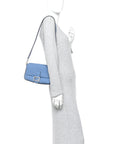 Cuoio Roma Sellerissima Nappa Sintetica Tape Stitch Baguette Placca Placca Argento Blue