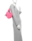 Recycled Sport Nylon Chain Logo Medium Raver Bag Fluo Pink Black