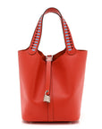 Epsom Tressage De Cuir Picotin Lock 22 MM Rouge Coeur Bleu du Nord Rouge H